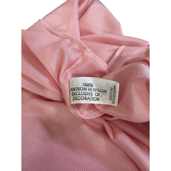 Vtg 60s Pink Nylon Long Nightgown Robe Lace Embroidered Sz S Cottage Coquette - Picture 8 of 8